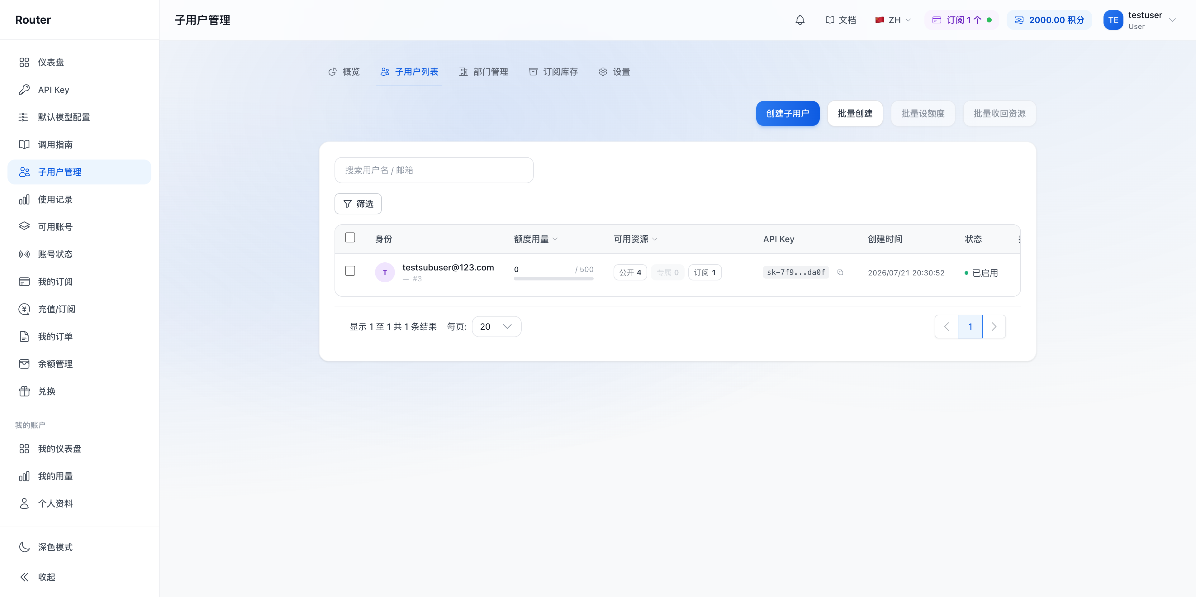 创建子用户